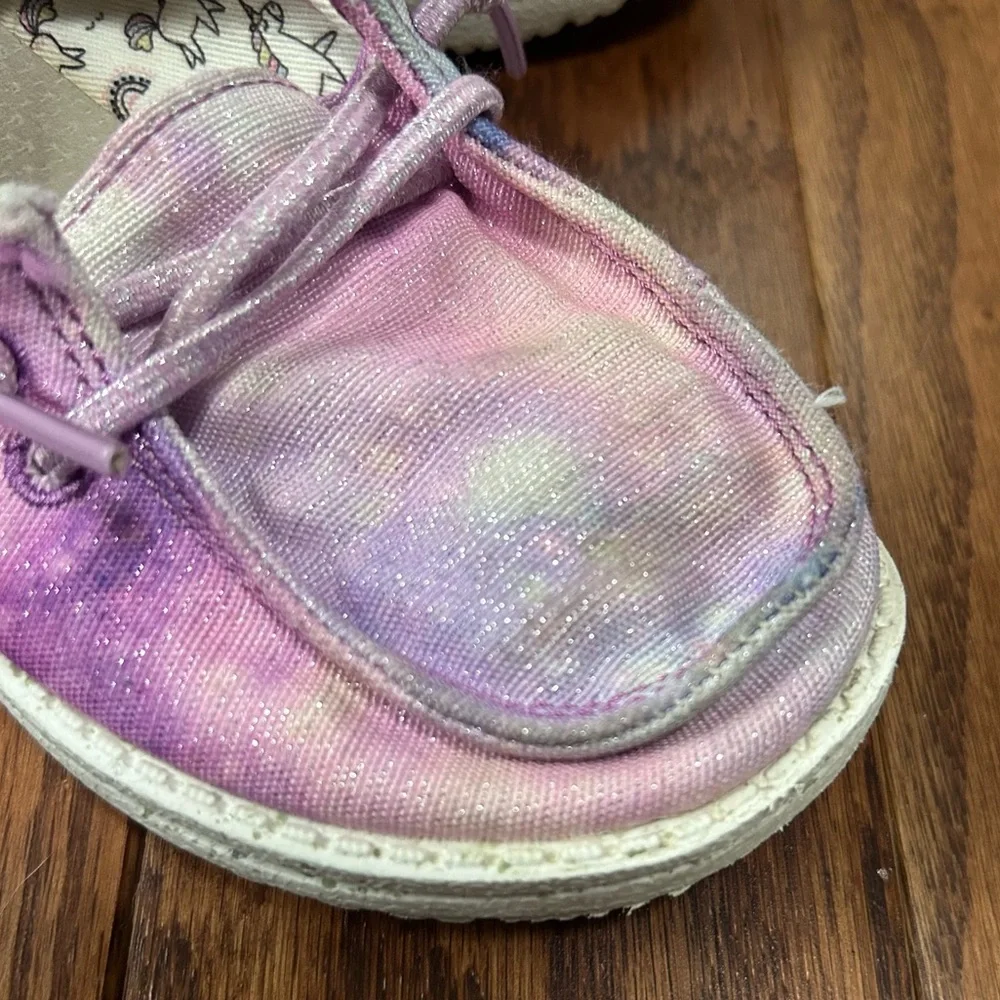 Hey Dude Toddler Wendy Sparkle Unicorn Dreamer Tie-Dye Slip-On Shoes size 8